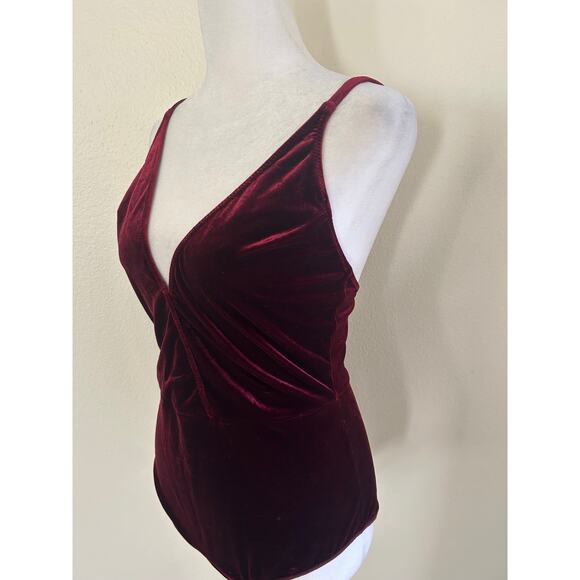 Vintage Undress Code Burgudy Velvet Bodysuit Y2k 90s Whimsigoth Witchy Grunge - Picture 3 of 6